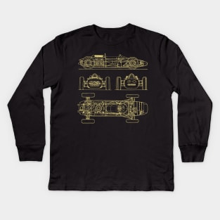 f1 car old blueprint Kids Long Sleeve T-Shirt